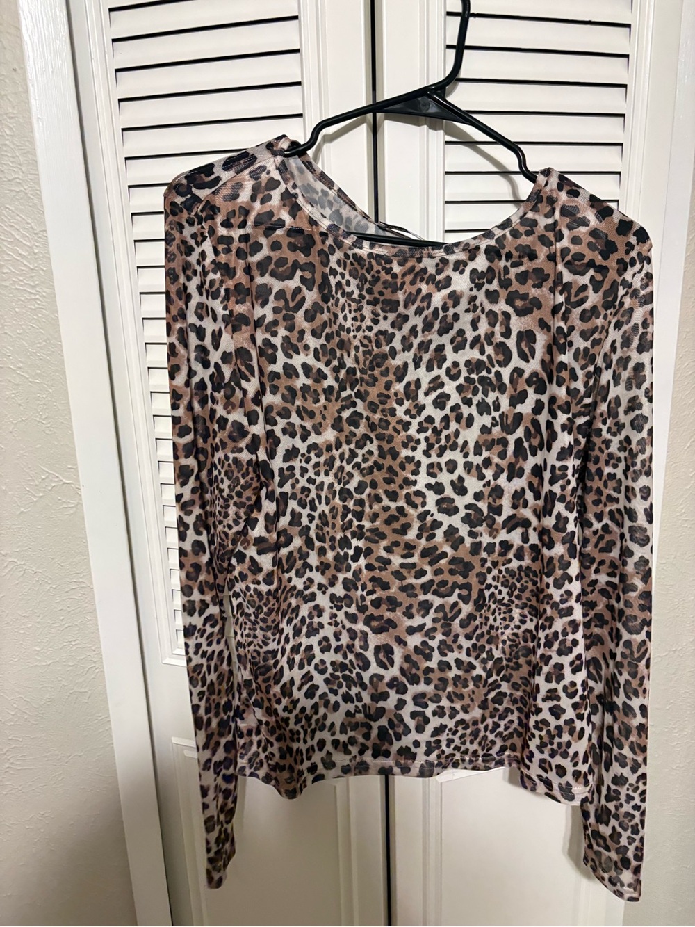 Princess Polly Sheer Leopard Long Sleeve Top - Brown, Black